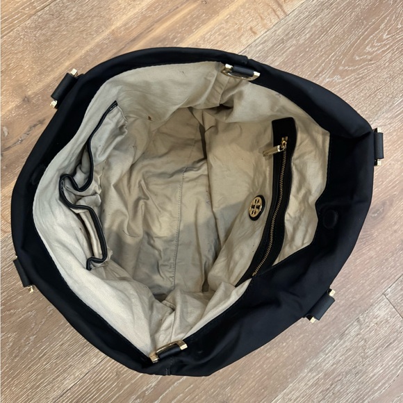 Tory Burch Black Nylon Tote Bag with Gold Accents - Picture 7 of 10